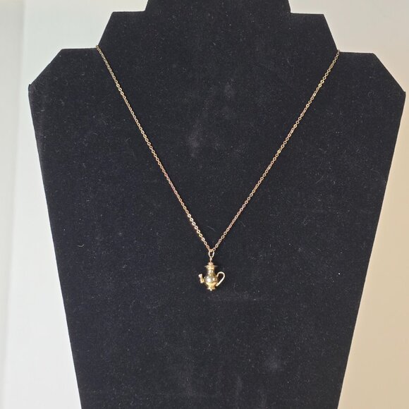 Vintage Teapot Pendant Necklace Fashion Jewelry 15.5 inch Silver Tone Tea Party - Picture 3 of 11